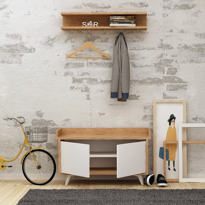 Hanah Home Recibidor Arasso Roble y Blanco